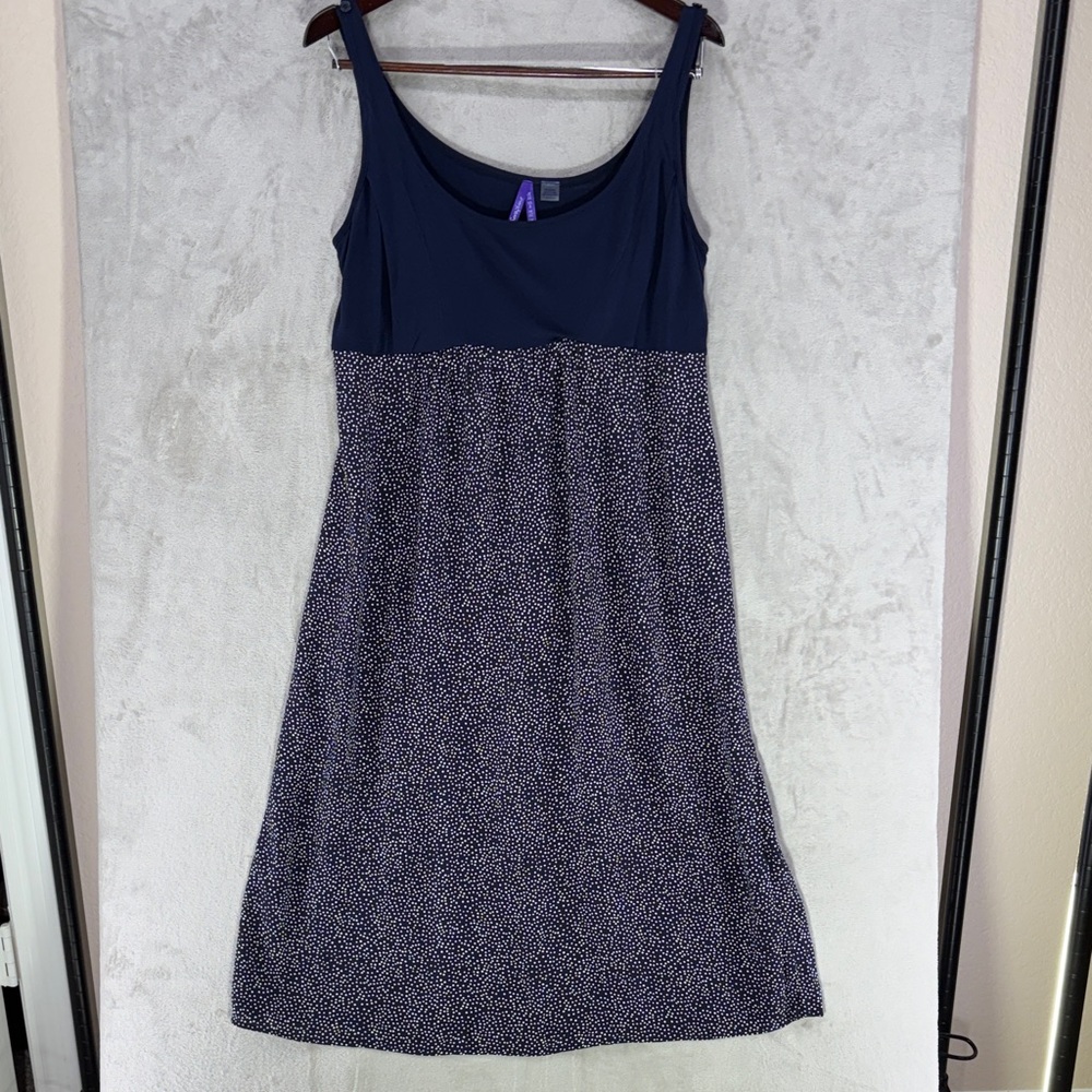 Seraphine Navy & Polka Dot Maternity & Nursing Tank Midi Dress - Viscose - Sz  8